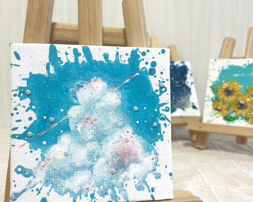 夏のアクリルアート 夏 summer 雲 空 風景画 アクリル画 アート アート