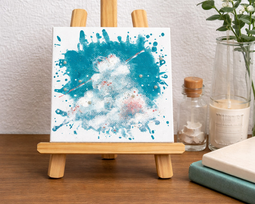 アクリル画 風景画 アートパネル 原画 アート 絵画 F6 夏のアクリルアート 夏 summer 雲 空 風景画 原画 水色 アート アート
