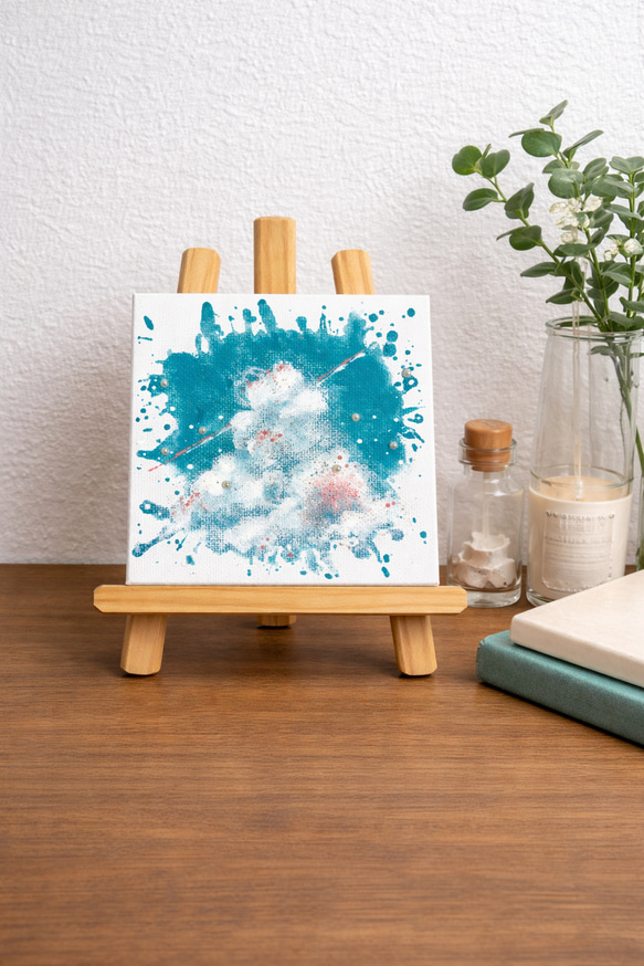夏のアクリルアート 夏 summer 雲 空 風景画 原画 水色 アート アート