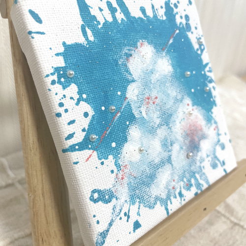 夏のアクリルアート 夏 summer 雲 空 風景画 原画 水色 アート アート