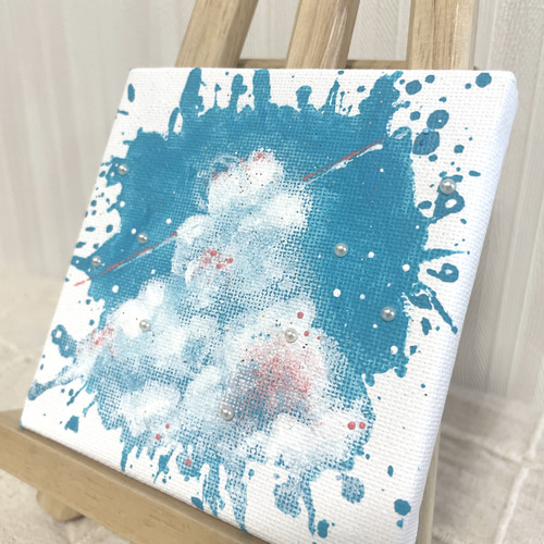 夏のアクリルアート 夏 summer 雲 空 風景画 原画 水色 アート アート