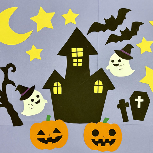 10月 ハロウィン壁面飾り②カボチャ！おばけ！！ 型紙 グリコ