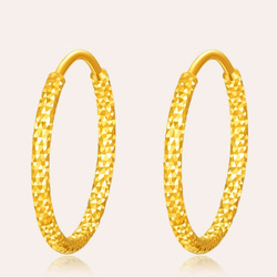 ★★24K★★（両耳）K24純金模様フープピアス24金ピアス24金ダイヤカット サイドカット入り24Kゴールドピアス 12枚目の画像