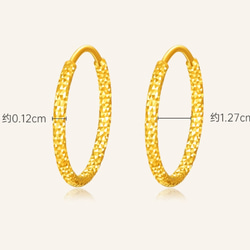 ★★24K★★（両耳）K24純金模様フープピアス24金ピアス24金ダイヤカット サイドカット入り24Kゴールドピアス 5枚目の画像