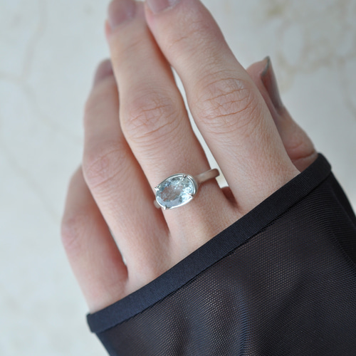 lymousset　モスアクアマリン　シルバー　13号弱 lymoussetモスアクアマリンシルバー13号弱