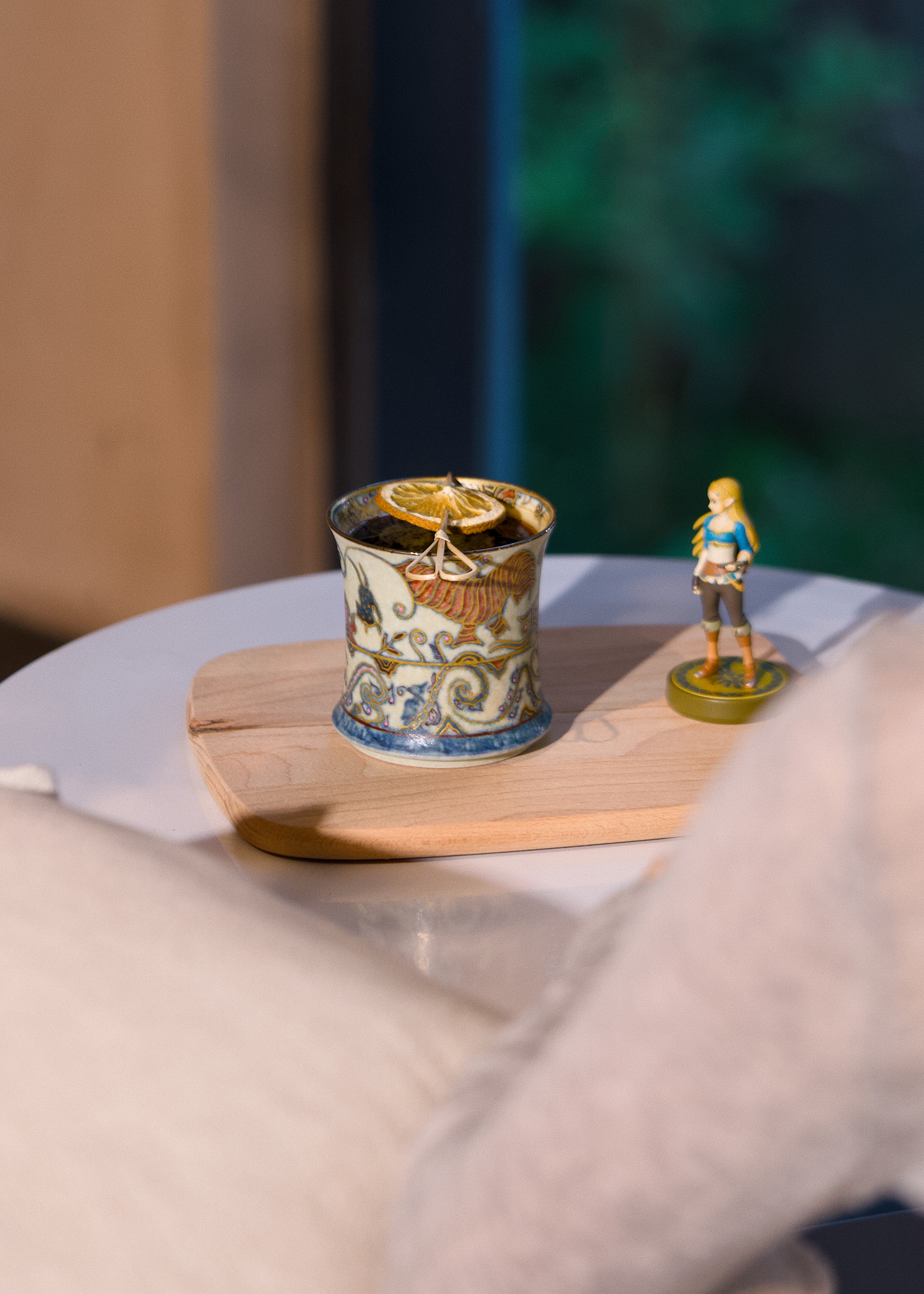 観花集 新作 釉下彩×金彩 「ブルートーン・小鹿と虎」モチーフ 福禄安康 君子杯（翠竹杯） 約300ml 景徳鎮手作り