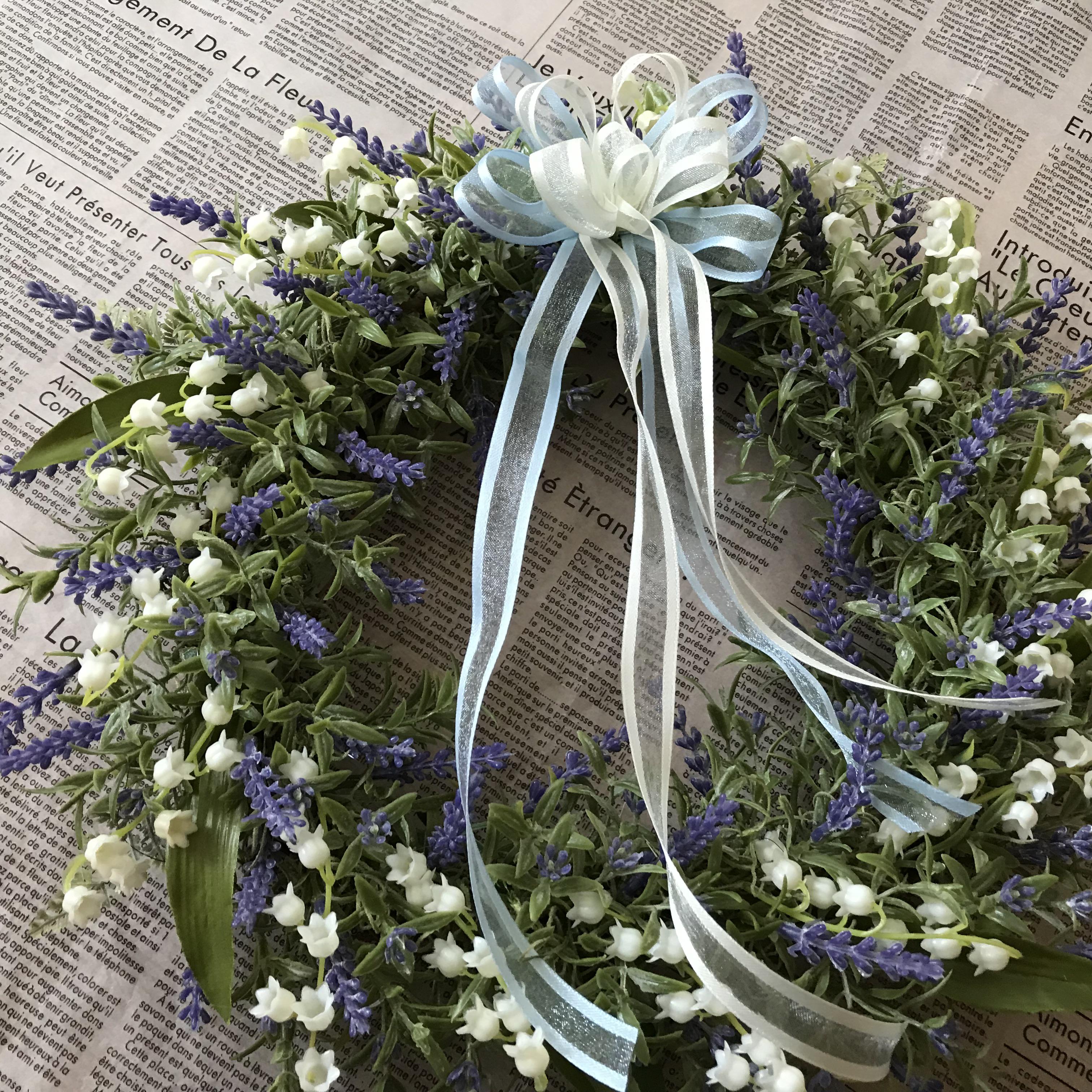 《新作》40cm️ラベンダーとスズランの爽やかブルーリース （一点限定）