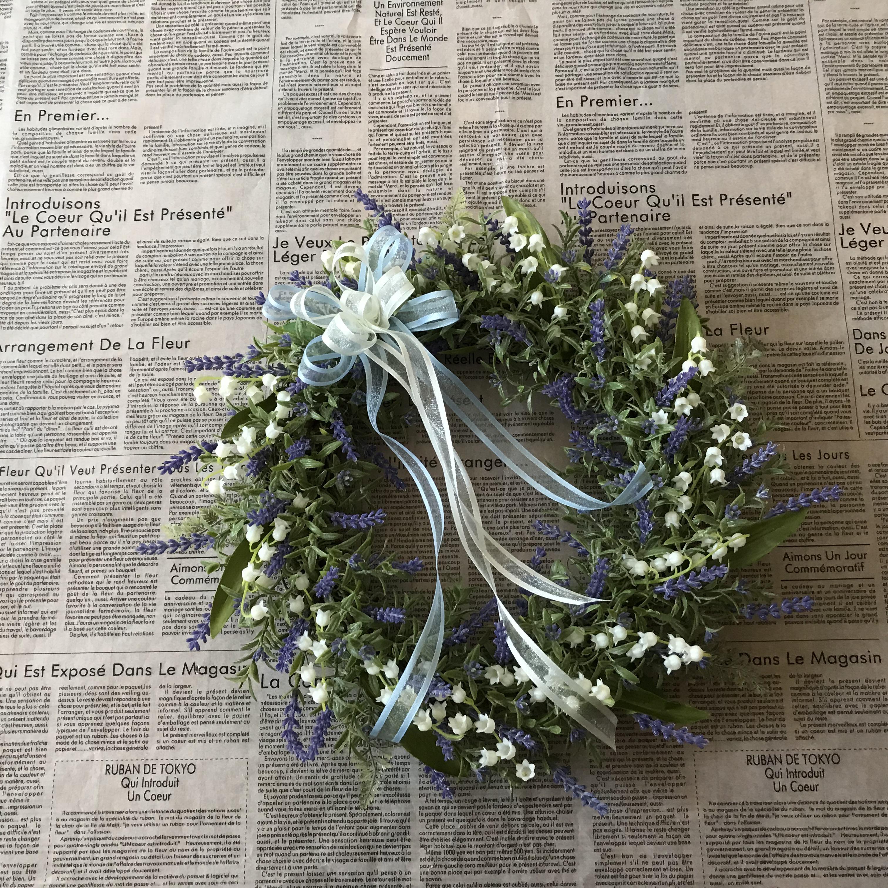 《新作》40cm️ラベンダーとスズランの爽やかブルーリース （一点限定）