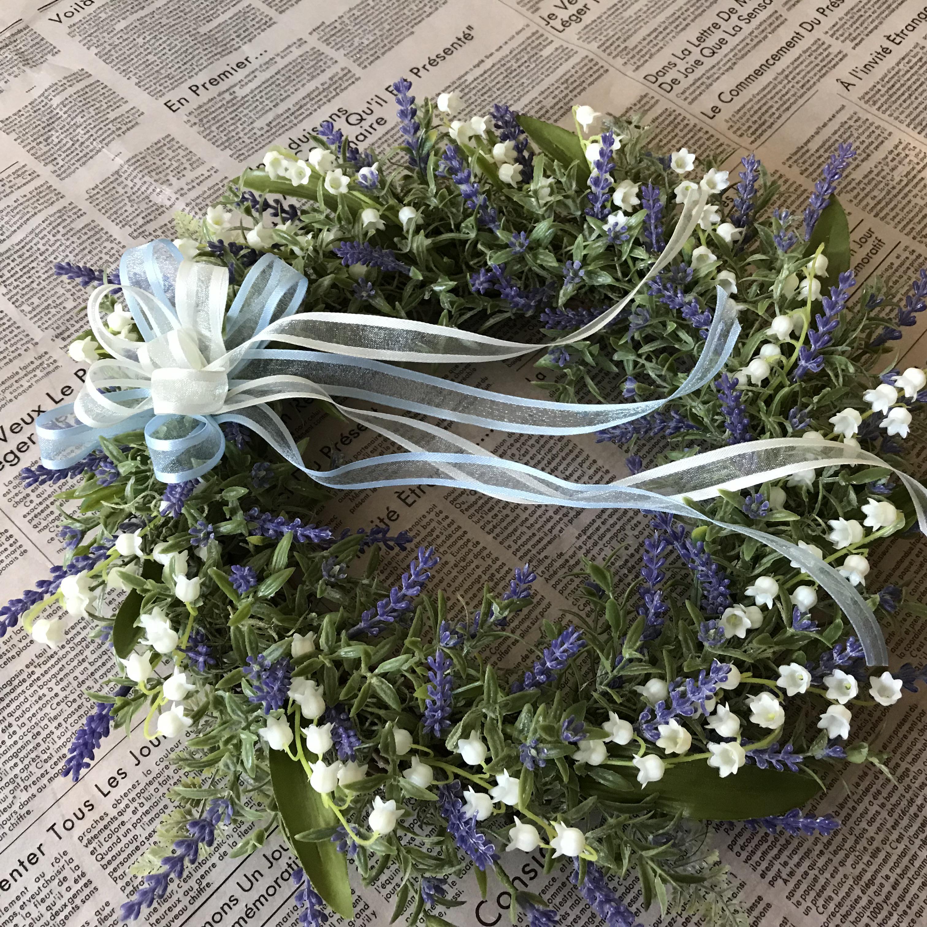 《新作》40cm️ラベンダーとスズランの爽やかブルーリース （一点限定）
