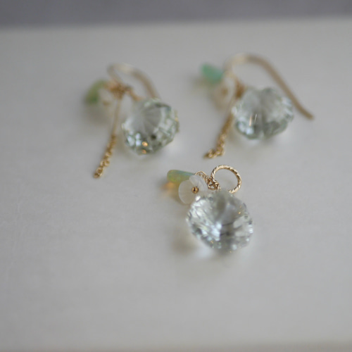 グリーンアメジスト8000円 ピアス&ペンダントトップ ピアス（フック