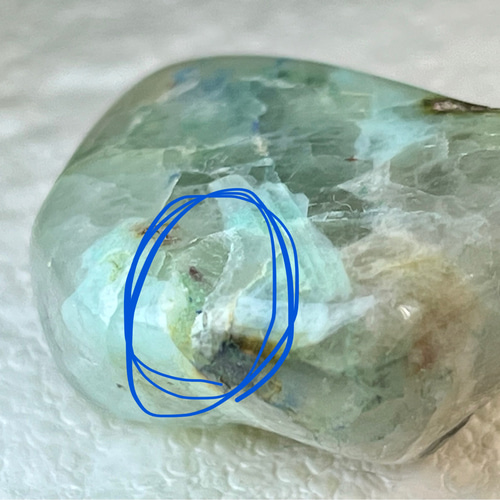 アズライトイングリーンムーンストーン 藍銅鉱 タンブル アジュライト