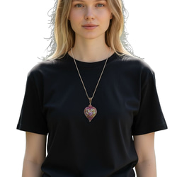 ＜送料無料＞ペンダント作成OP:ベネチアンビーズ　ウエディングケーキハート（ピンク）28mm 9枚目の画像