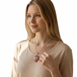 ＜送料無料＞ペンダント作成OP:ベネチアンビーズ　ウエディングケーキハート（ピンク）28mm 2枚目の画像