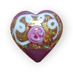 ＜送料無料＞ペンダント作成OP:ベネチアンビーズ　ウエディングケーキハート（ピンク）28mm 5枚目の画像