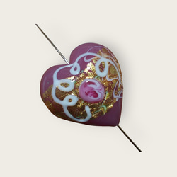 ＜送料無料＞ペンダント作成OP:ベネチアンビーズ　ウエディングケーキハート（ピンク）28mm 6枚目の画像