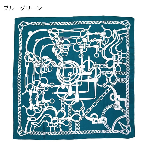 ＜小判スカーフ＞【Marcaオリジナル】馬具(ハーネス : FES-012) シルクツイル　ブルーグリーン 2枚目の画像