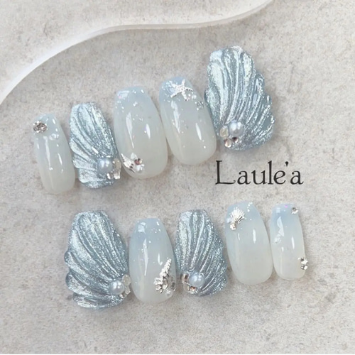 ネイルチップ　量産型　フレンチガーリー　推しネイル　ワンホン　マーメイドネイル ネイルチップ 量産型 フレンチガーリー 推しネイル ワンホン