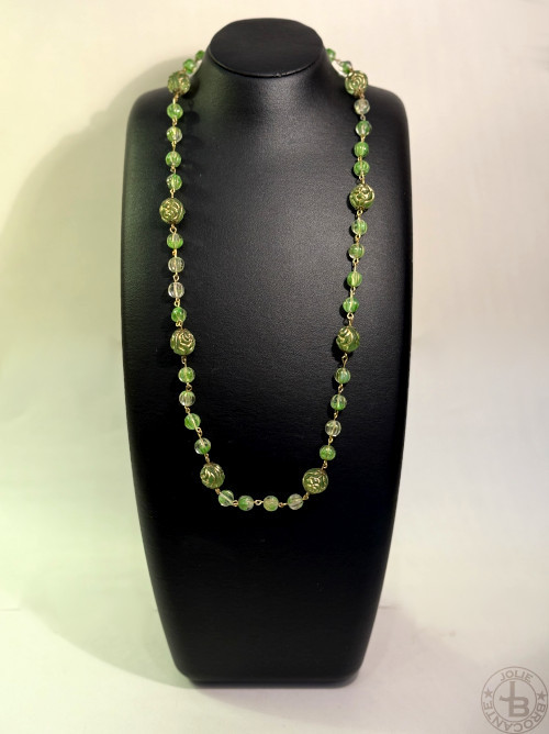 ヴィンテージガラス　ウランガラス　ネックレスB　65cm