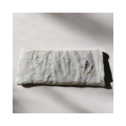 リネン100% あずきのアイマスク】ラベンダー刺繍&ラベンダー 小豆250g