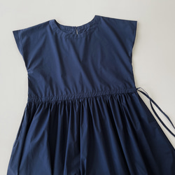 半袖サイドリボンワンピース　* Cotton素材 Navy * 10枚目の画像