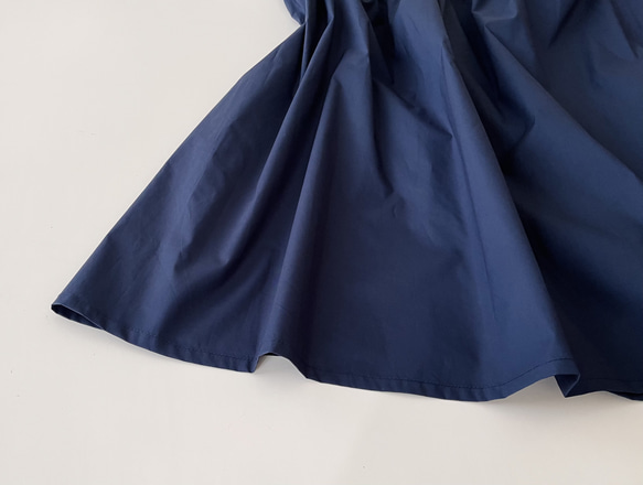 半袖サイドリボンワンピース　* Cotton素材 Navy * 13枚目の画像
