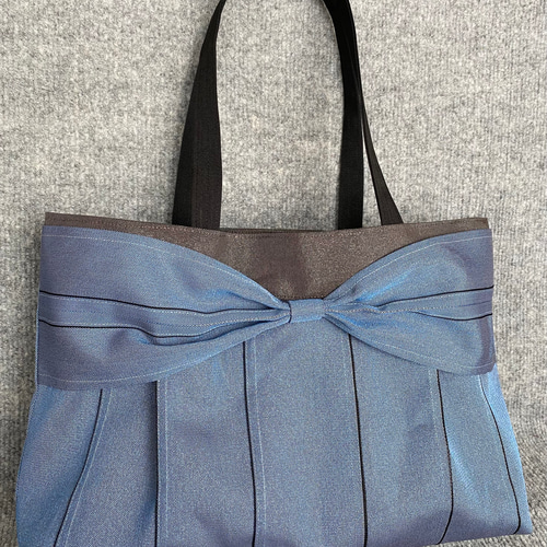 A4サイズ♡倉敷畳縁シンプルリボントート(スモーキーブルー) 受注生産】倉敷畳縁シンプルA4リボントート(スモーキーブルー
