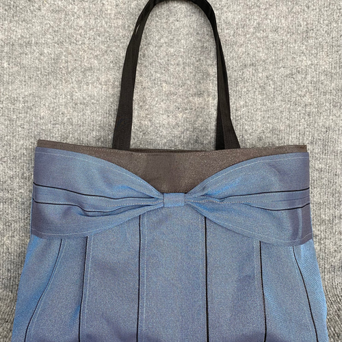 A4サイズ♡倉敷畳縁シンプルリボントート(スモーキーブルー) 受注生産】倉敷畳縁シンプルA4リボントート(スモーキーブルー