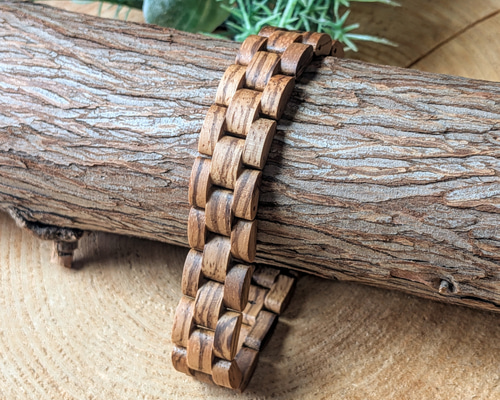 木製ブレスレット】EINBAND Wood Bracelet 天然木ブレスレット ゼブラ