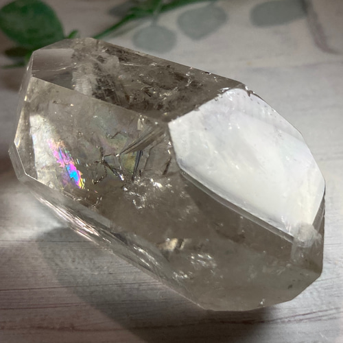 レインボースモーキークォーツダブルポイントクリスタル水晶ポリッシュ