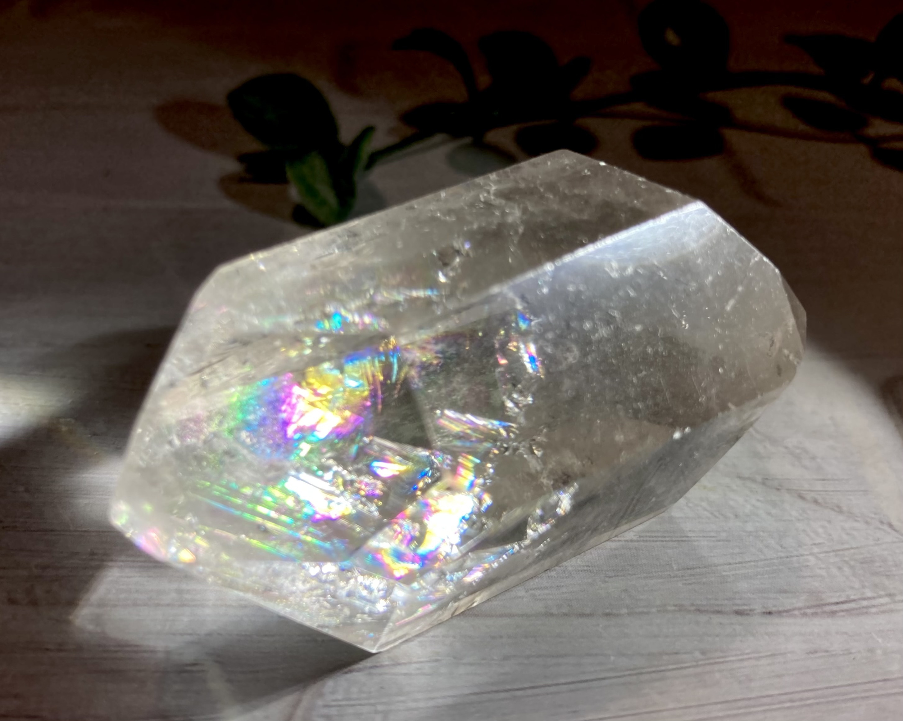 レインボー　スモーキークォーツ　ダブルポイント　クリスタル　水晶　ポリッシュ