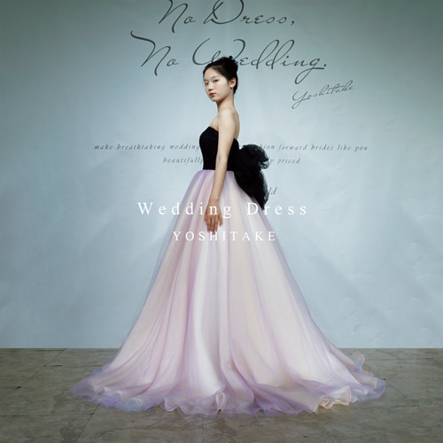 ウエディングドレス.ブラック.ピンクMIX.カラードレス.チュール.Y2584  
