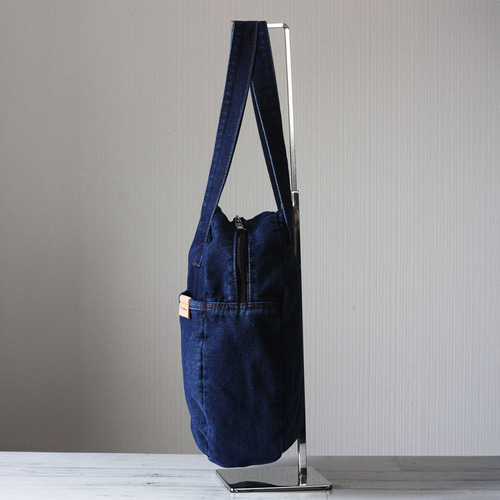 まんまるデニム サークルトート 丸型ボストンバッグ ショルダー 肩掛け