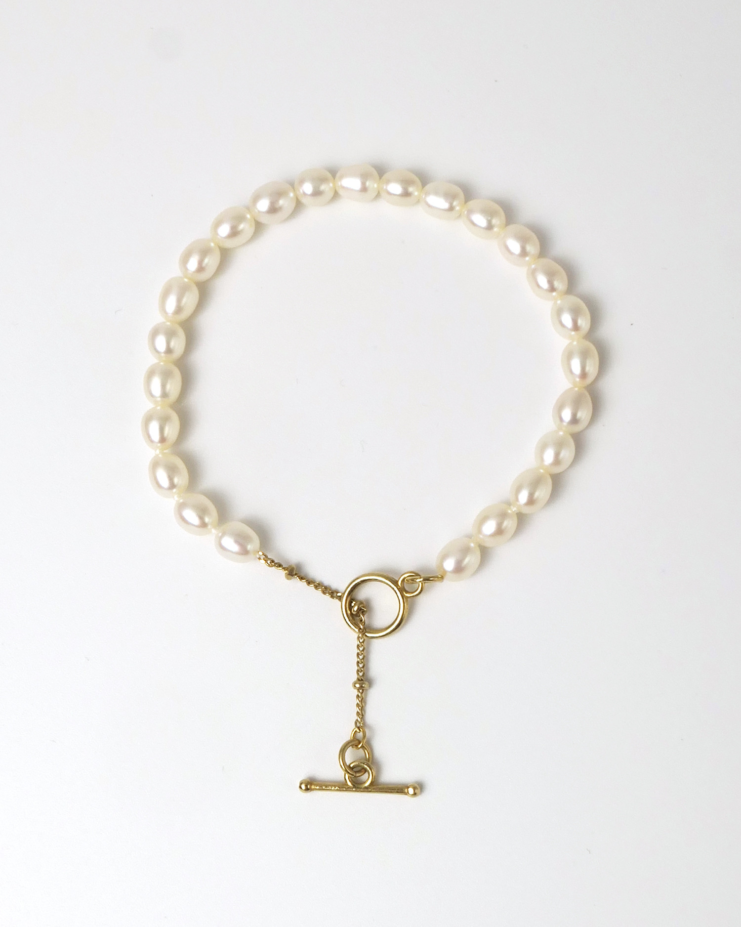 パール×チェーン ブレスレット [B0052]