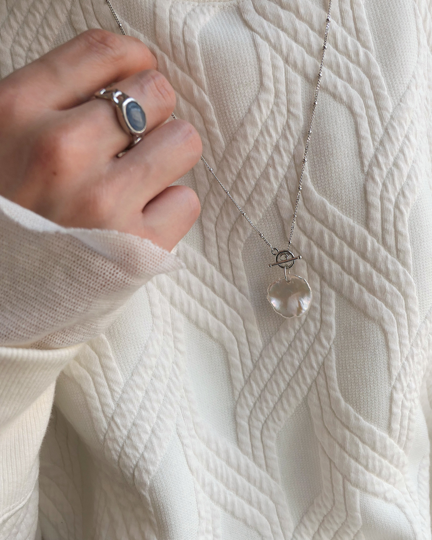 大粒ペタル×マンテルネックレス  [N0127]