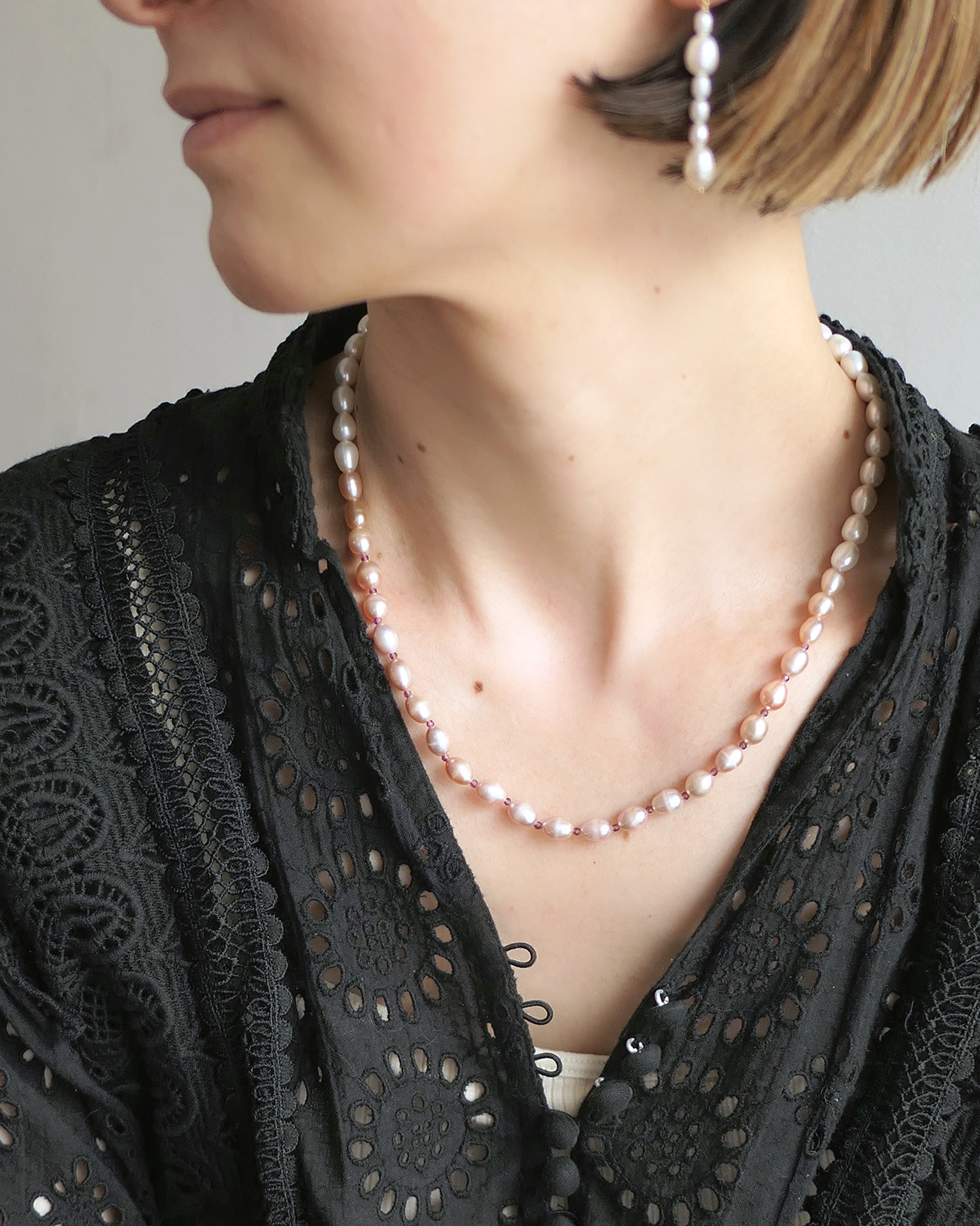 ピンクグラデーションパール ネックレス  [N0141]