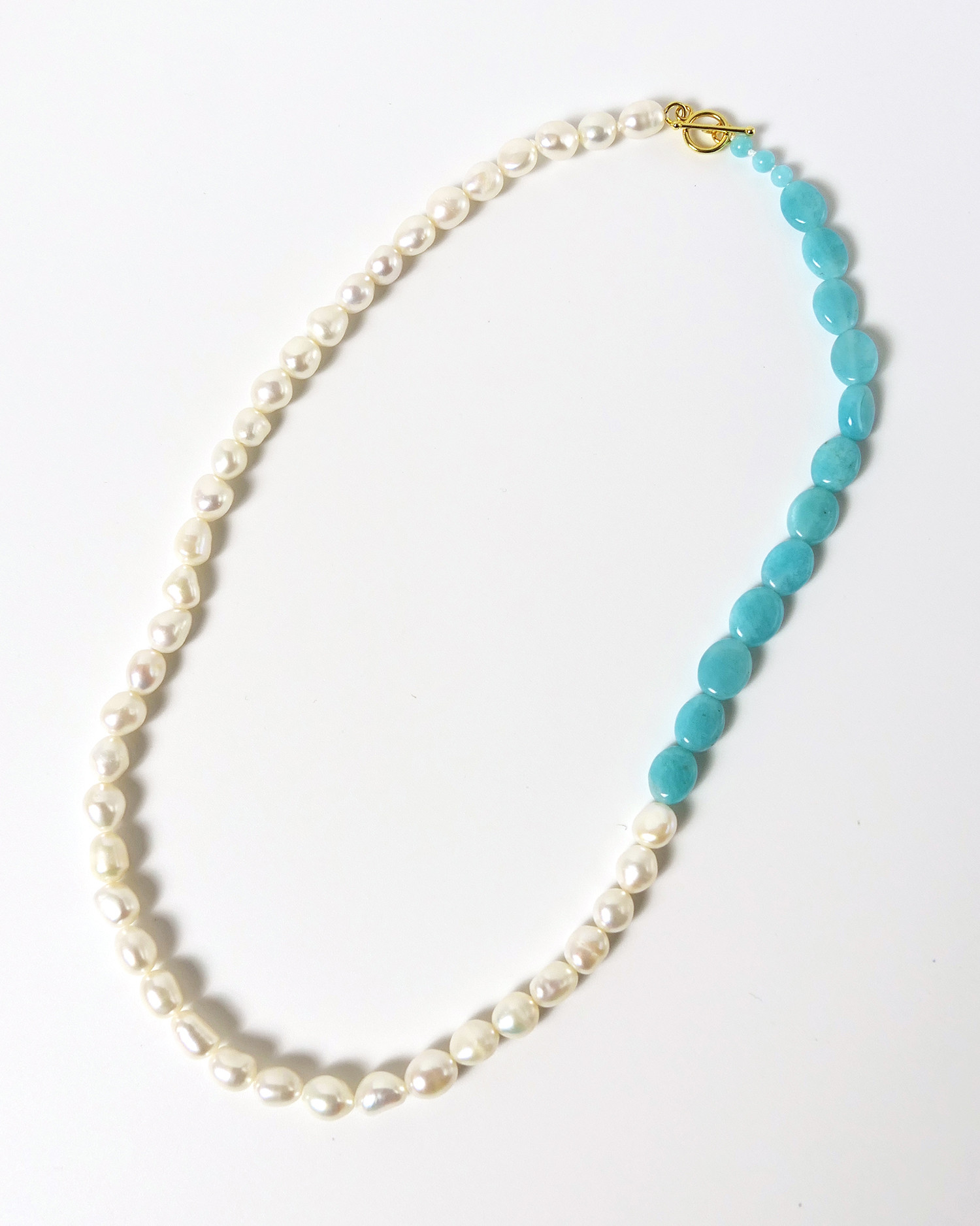 1/3 いびつパール×アマゾナイトネックレス  [N0142]