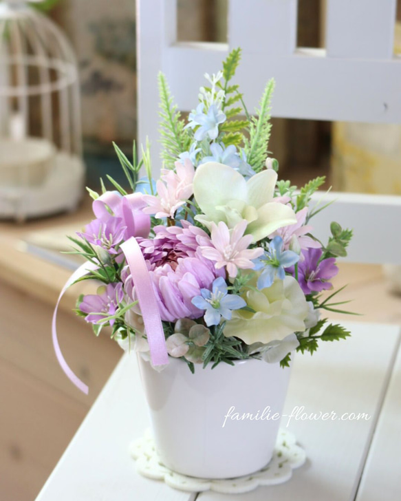 お供えアレンジ｜造花アレンジメント｜仏花｜造花ギフト｜枯れないお供え花｜フラワーギフト｜お盆お供え 16枚目の画像