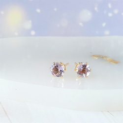 【ｍ様 差額分】5ｍｍ 宝石質✨アメジスト✨ ファセットカットピアス【金属アレルギー対応】AP-＃213 2枚目の画像