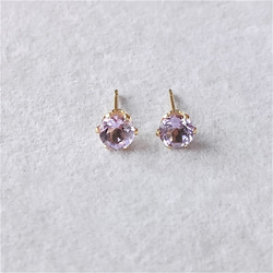【ｍ様 差額分】5ｍｍ 宝石質✨アメジスト✨ ファセットカットピアス【金属アレルギー対応】AP-＃213 4枚目の画像