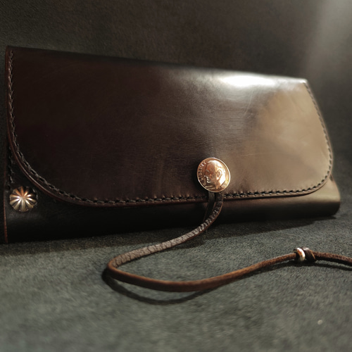 牛革ロングウォレット三つ折り長財布アポロコンチョ