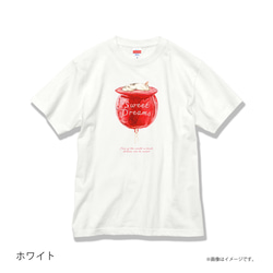 「SWEET DREAMS_猫とリンゴ飴」安心のクオリティ/定番コットンTシャツ/送料無料 4枚目の画像