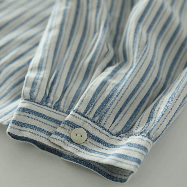 コットン100％ レース 長袖ブラウス チェック