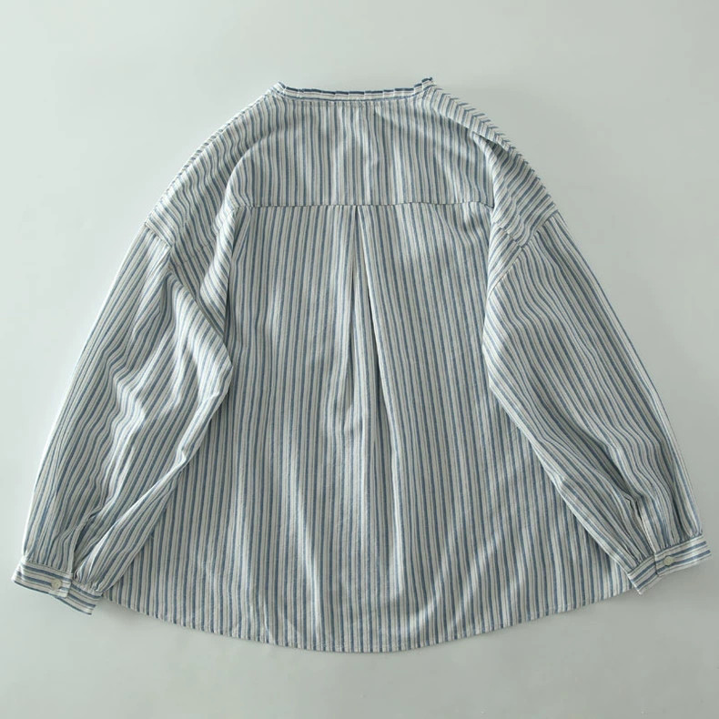 コットン100％ レース 長袖ブラウス チェック