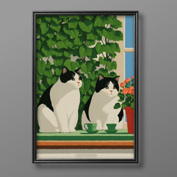 絵画 。壁掛け絵手描き【夕食の前、かわいい猫たち】 絵画 。壁掛け絵手描き【夕食の前、かわいい猫たち】 絵画