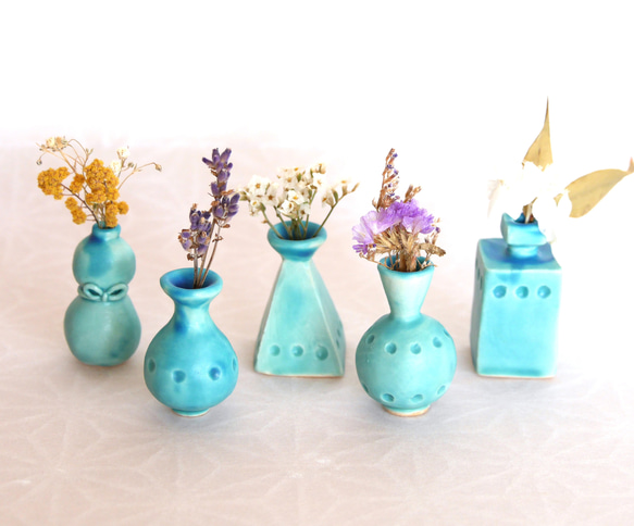 陶器 小さな 花瓶 天色トルコブルー 単品】 ミニ花瓶 高さ4.5