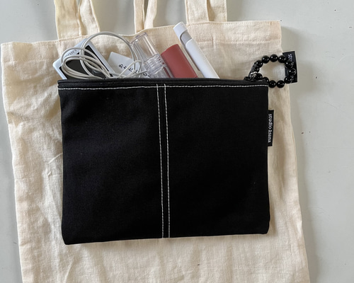 文庫本ブックポーチ (キャンバス ブラック) A6 仕切り付き ブック