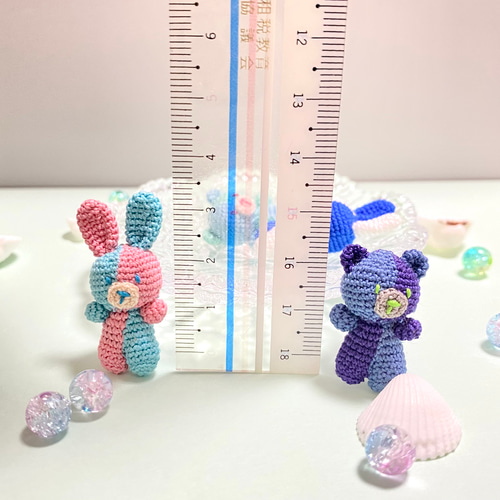 ツートンぷちもん】かぎ針編みのミニチュアあみぐるみ【海シリーズ