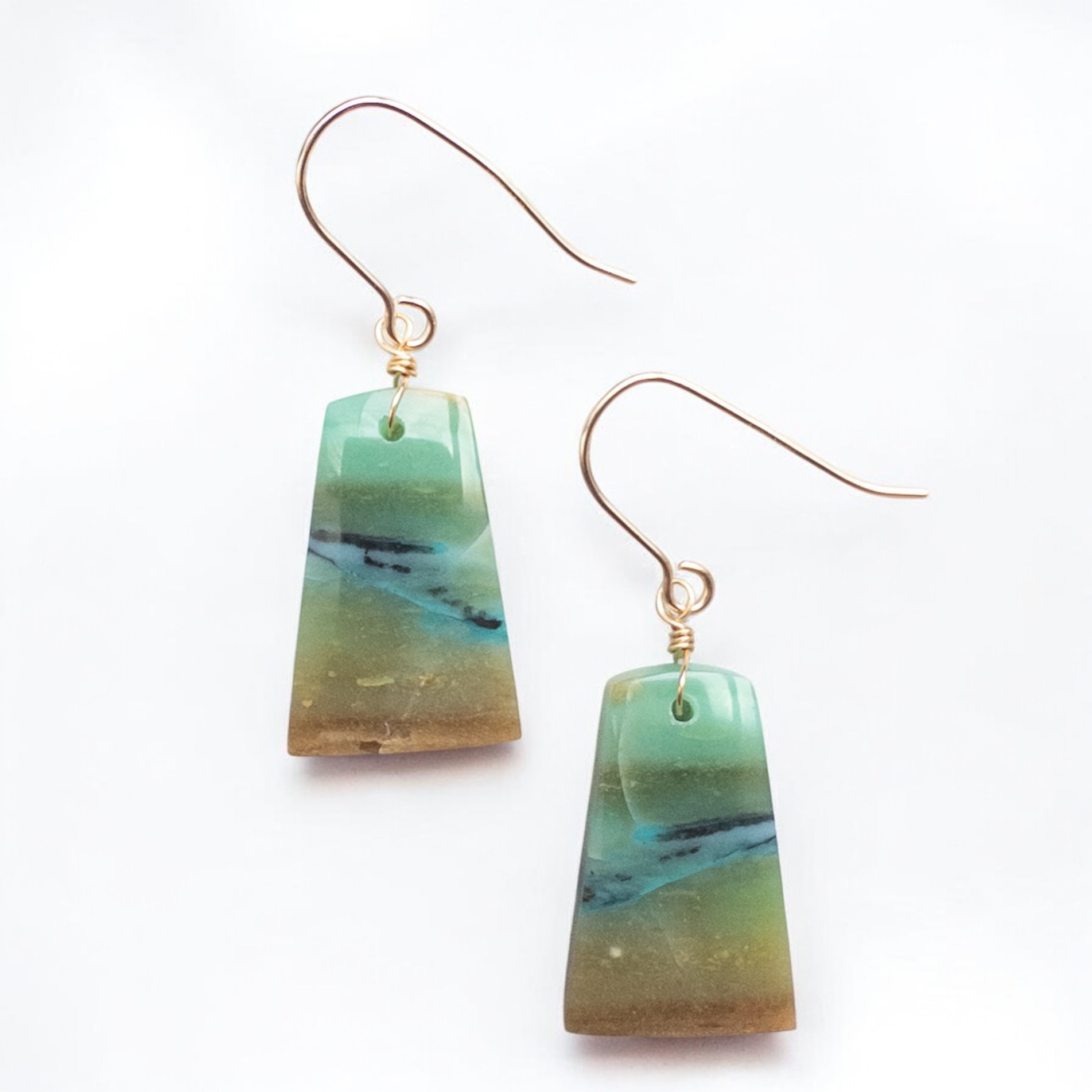 オパライズドウッドの一粒ピアス　14kgf/イヤリング　④