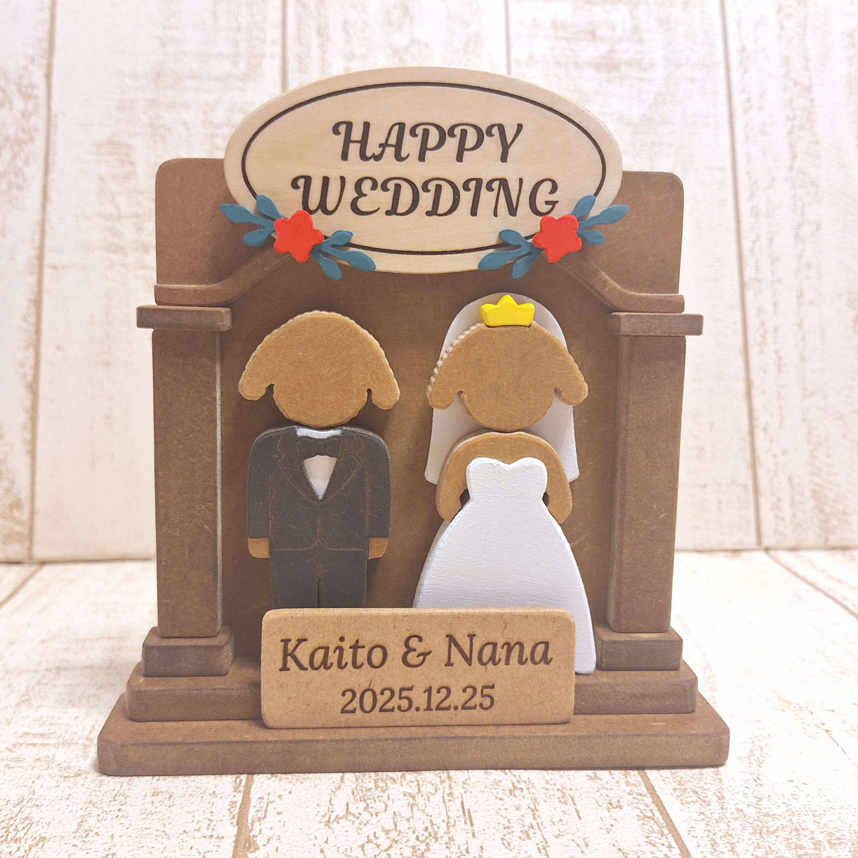 【受注制作・名入れ対応】トイプードルの木製ウェディングオブジェ｜壁掛けOK｜結婚祝い・ウェルカムスペースに｜犬種変更OK