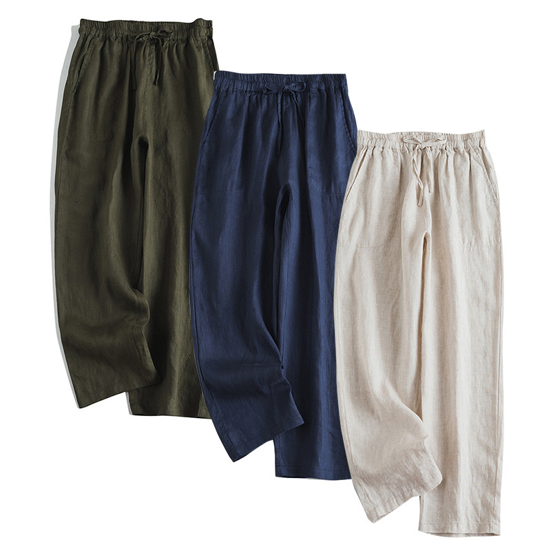 8分丈リネンパンツ　バルーンリネンパンツ　ゴムウエストリネンパンツ　3色　M-Lサイズ　L670 4,884円